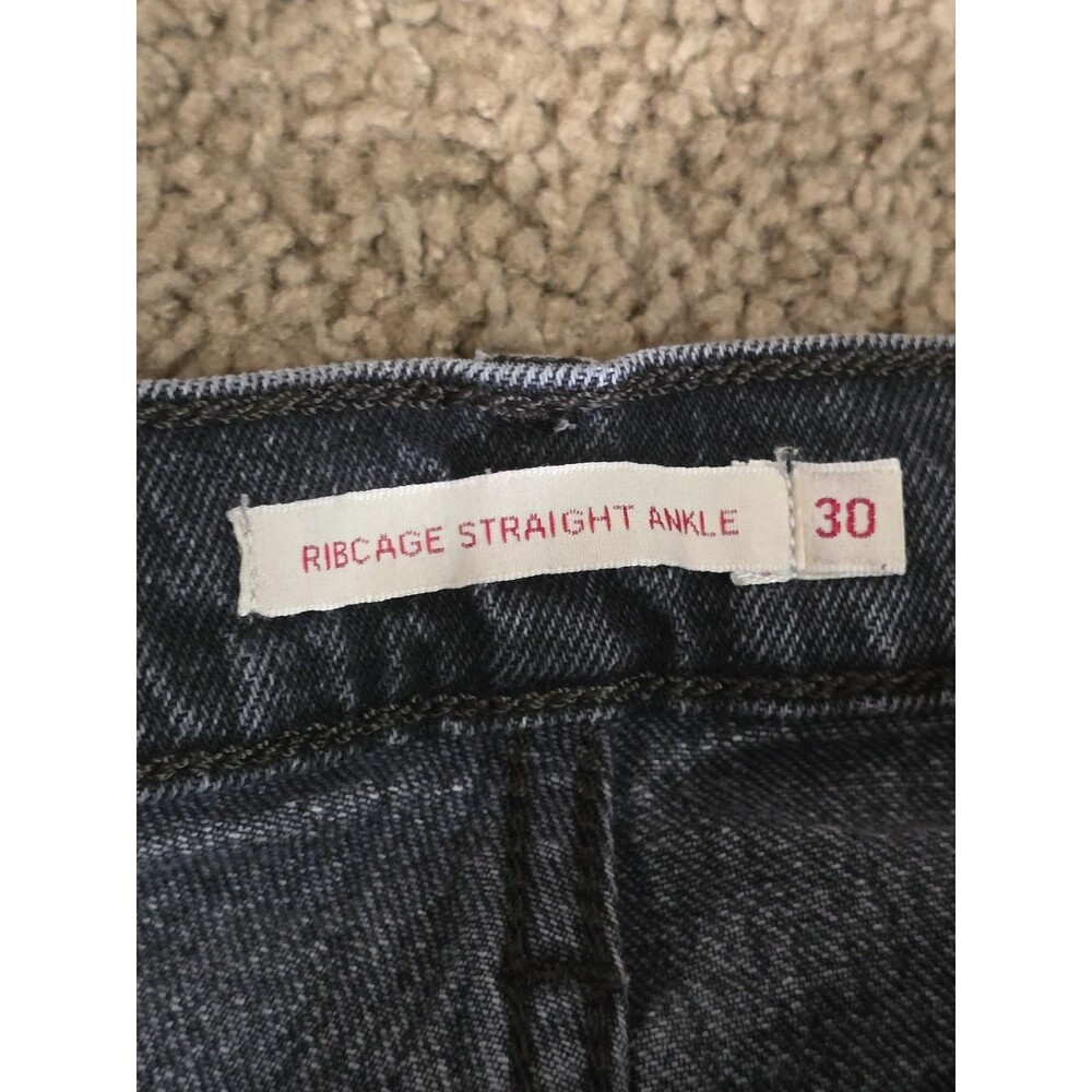 Levi’s Premium Ribcage Straight Ankle Jeans Washed Black Gray Button Fly - Sz 30 - Picture 5 of 15